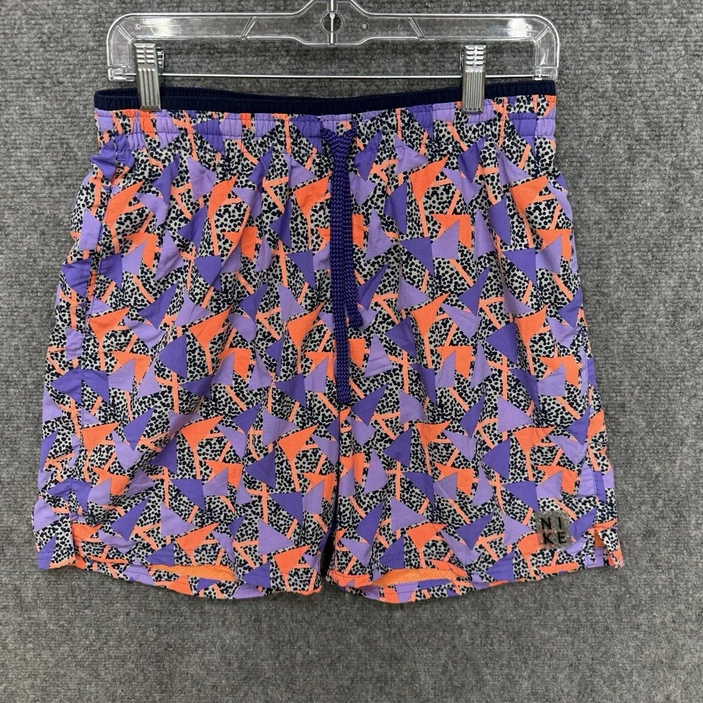 Nike‎ Swim Shorts lined mens size medium Purple / Orange geometric print